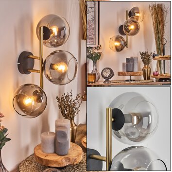 Koyoto Wandleuchte Glas 15 cm Gold, Schwarz, 3-flammig Koyoto Wandleuchte Glas 15 cm Gold, Schwarz, 3-flammig