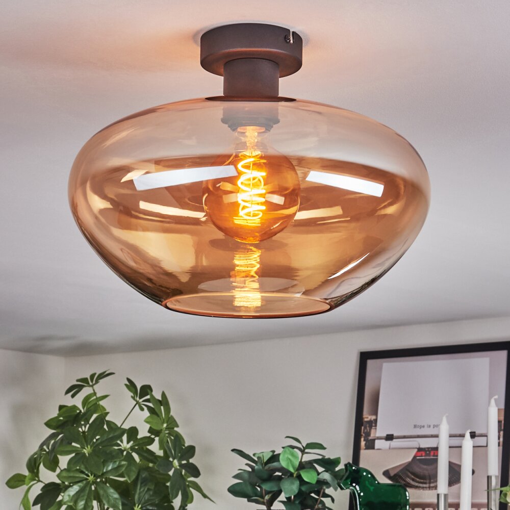 Mertola Deckenleuchte Glas 35 cm Bernsteinfarben, 1-flammig
