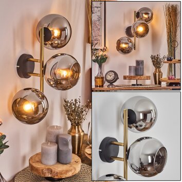 Koyoto Wandleuchte Glas 15 cm Gold, Schwarz, 3-flammig Koyoto Wandleuchte Glas 15 cm Gold, Schwarz, 3-flammig