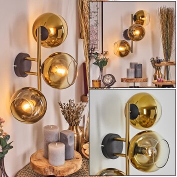 Koyoto Wandleuchte Glas 15 cm Gold, Schwarz, 3-flammig Koyoto Wandleuchte Glas 15 cm Gold, Schwarz, 3-flammig