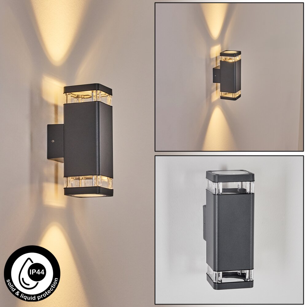 Tureby Außenwandleuchte Anthrazit, Transparent, Klar, 2-flammig main product photo