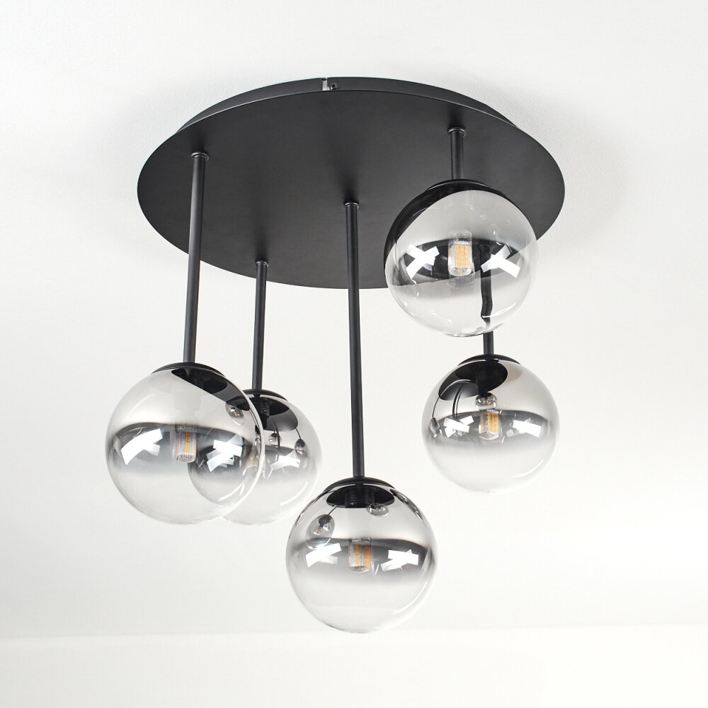 Chehalis Deckenleuchte Glas 12 cm Klar, Rauchfarben, 5-flammig