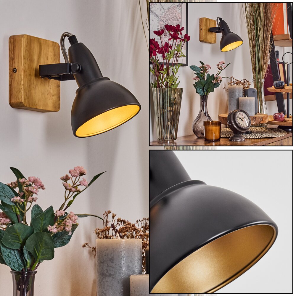 Hagan Wandleuchte Chrom, Naturfarben, Schwarz, 1-flammig main product photo