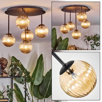 Chehalis Deckenleuchte Glas 12 cm Bernsteinfarben, 5-flammig Chehalis Deckenleuchte Glas 12 cm Bernsteinfarben, 5-flammig