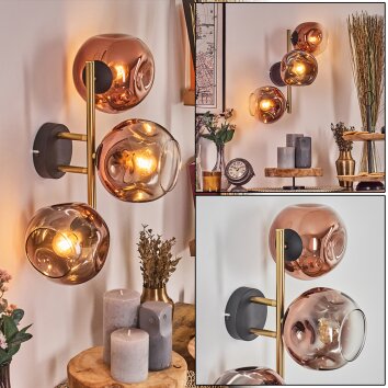 Ripoll Wandleuchte Glas 15 cm Gold, Schwarz, 3-flammig Ripoll Wandleuchte Glas 15 cm Gold, Schwarz, 3-flammig