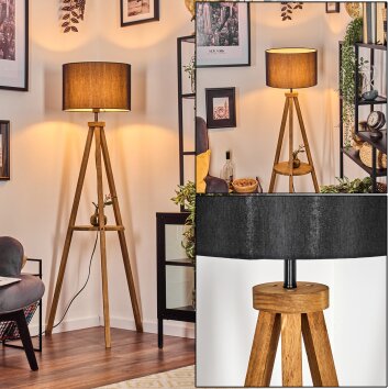 Soungou Stehleuchte 38 cm Holz dunkel, Schwarz, 1-flammig