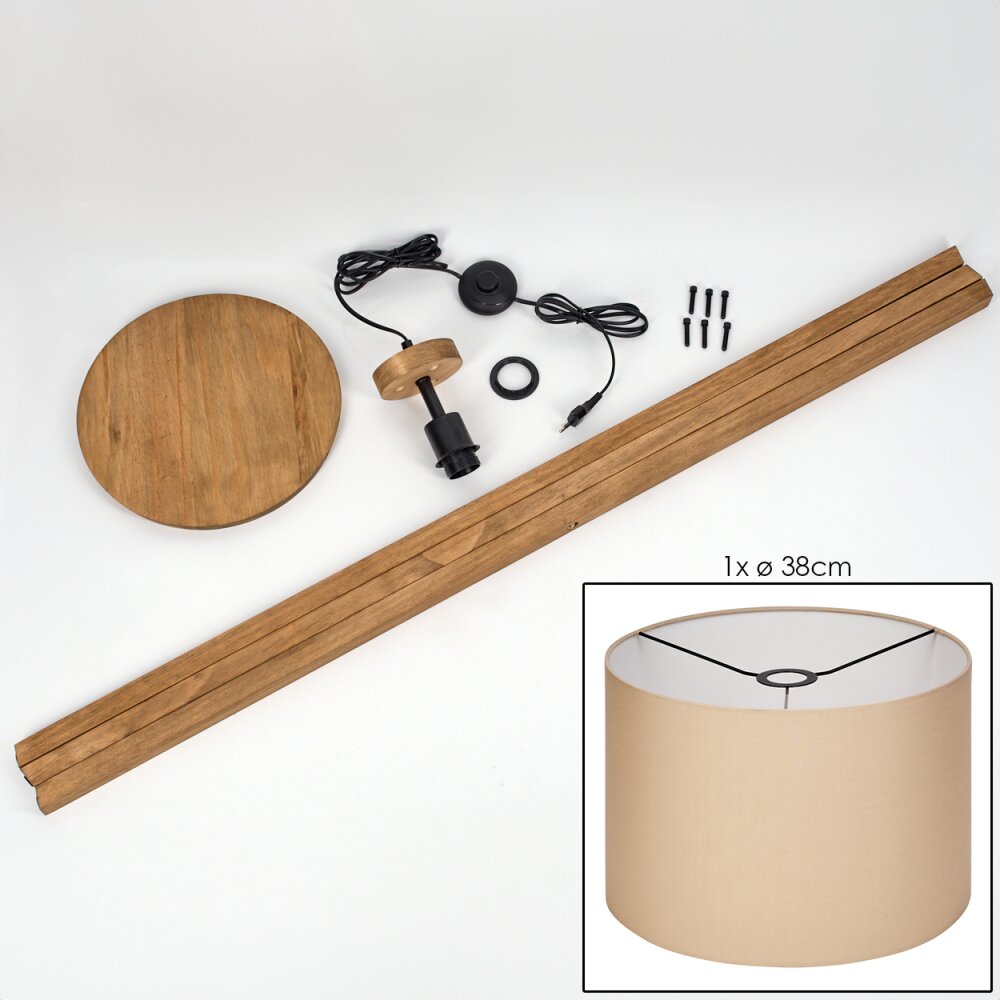 Soungou Stehleuchte 38 cm Holz dunkel, Schwarz, 1-flammig