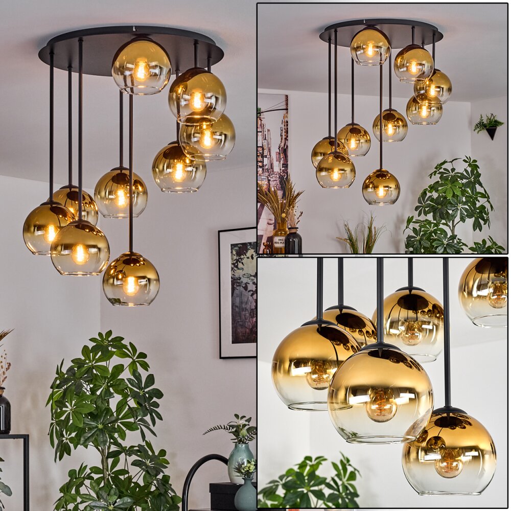 Koyoto Deckenleuchte Glas 15 cm Gold, Klar, 9-flammig main product photo