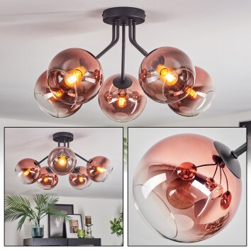 Koyoto Deckenleuchte Glas 15 cm Klar, Kupferfarben, 5-flammig