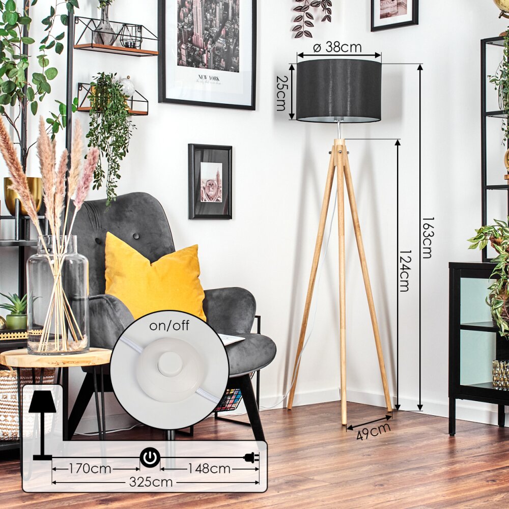 Soungou Stehleuchte 38 cm Chrom, Naturfarben, 1-flammig