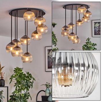 Koyoto Deckenleuchte Glas 15 cm Klar, Rauchfarben, 9-flammig