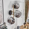 Ripoll Wandleuchte Glas 15 cm Gold, Schwarz, 3-flammig