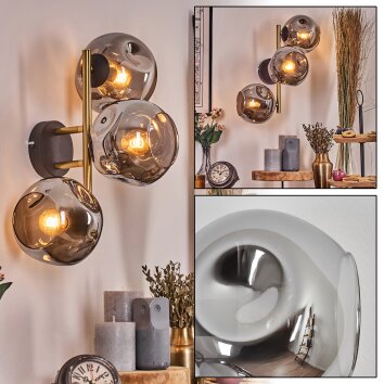 Ripoll Wandleuchte Glas 15 cm Gold, Schwarz, 3-flammig Ripoll Wandleuchte Glas 15 cm Gold, Schwarz, 3-flammig
