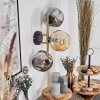 Ripoll Wandleuchte Glas 15 cm Gold, Schwarz, 3-flammig
