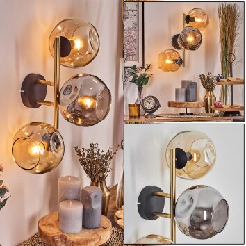 Ripoll Wandleuchte Glas 15 cm Gold, Schwarz, 3-flammig Ripoll Wandleuchte Glas 15 cm Gold, Schwarz, 3-flammig