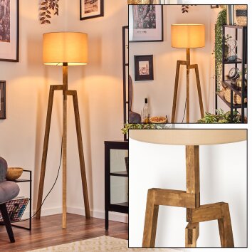 Soungou Stehleuchte 38 cm Naturfarben, Schwarz, 1-flammig