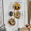 Ripoll Wandleuchte Glas 15 cm Gold, Schwarz, 3-flammig