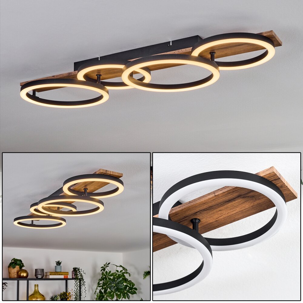 Cascada Deckenleuchte LED Braun, Holzoptik, Schwarz, 1-flammig main product photo