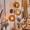 Ripoll Wandleuchte Glas 15 cm Gold, Schwarz, 3-flammig