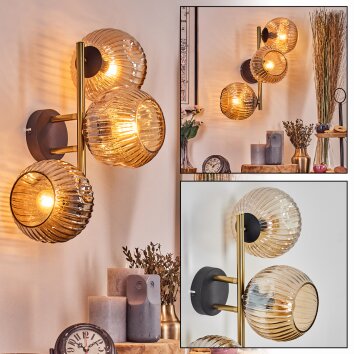 Ripoll Wandleuchte Glas 15 cm Gold, Schwarz, 3-flammig Ripoll Wandleuchte Glas 15 cm Gold, Schwarz, 3-flammig