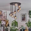 Gastor Deckenleuchte Glas 15 cm Chrom, Klar, Rauchfarben, 9-flammig