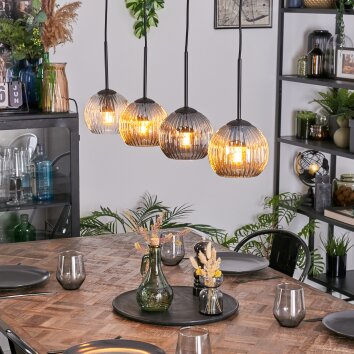 Ripoll Hängeleuchte Glas 15 cm Bernsteinfarben, Klar, Rauchfarben, 4-flammig