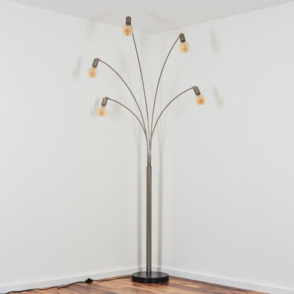 Codecreo Stehleuchte Nickel-Matt, Schwarz, 5-flammig