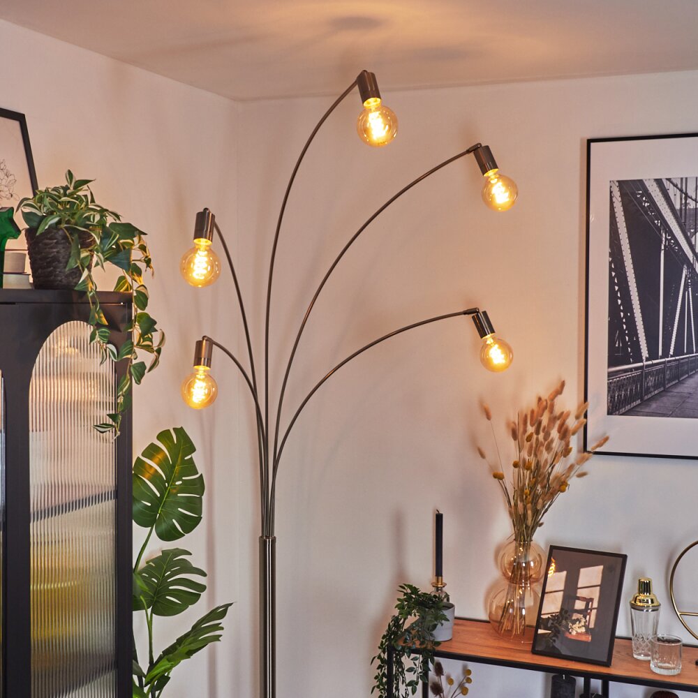 Codecreo Stehleuchte Nickel-Matt, Schwarz, 5-flammig