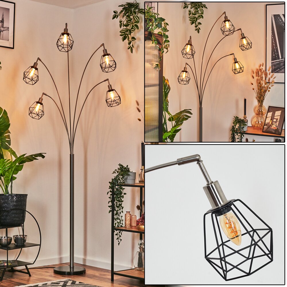Yaak Stehleuchte Nickel-Matt, Schwarz, 5-flammig main product photo
