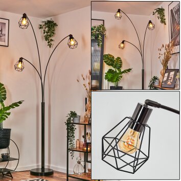 Yaak Stehleuchte Chrom, Schwarz, 3-flammig