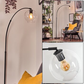 Koyoto Bogenlampe Glas 20 cm Schwarz, 1-flammig