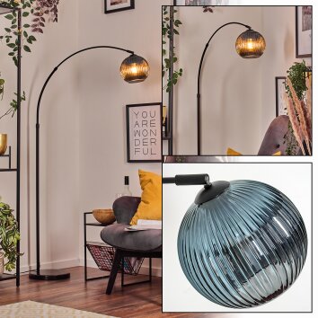 Koyoto Stehleuchte Glas 20 cm Schwarz, 1-flammig