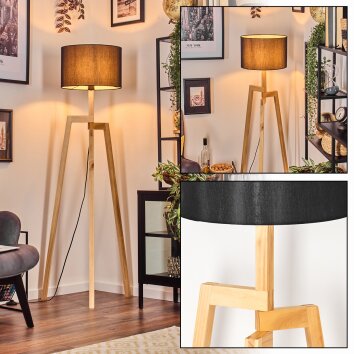 Soungou Stehleuchte 38 cm Naturfarben, Schwarz, 1-flammig