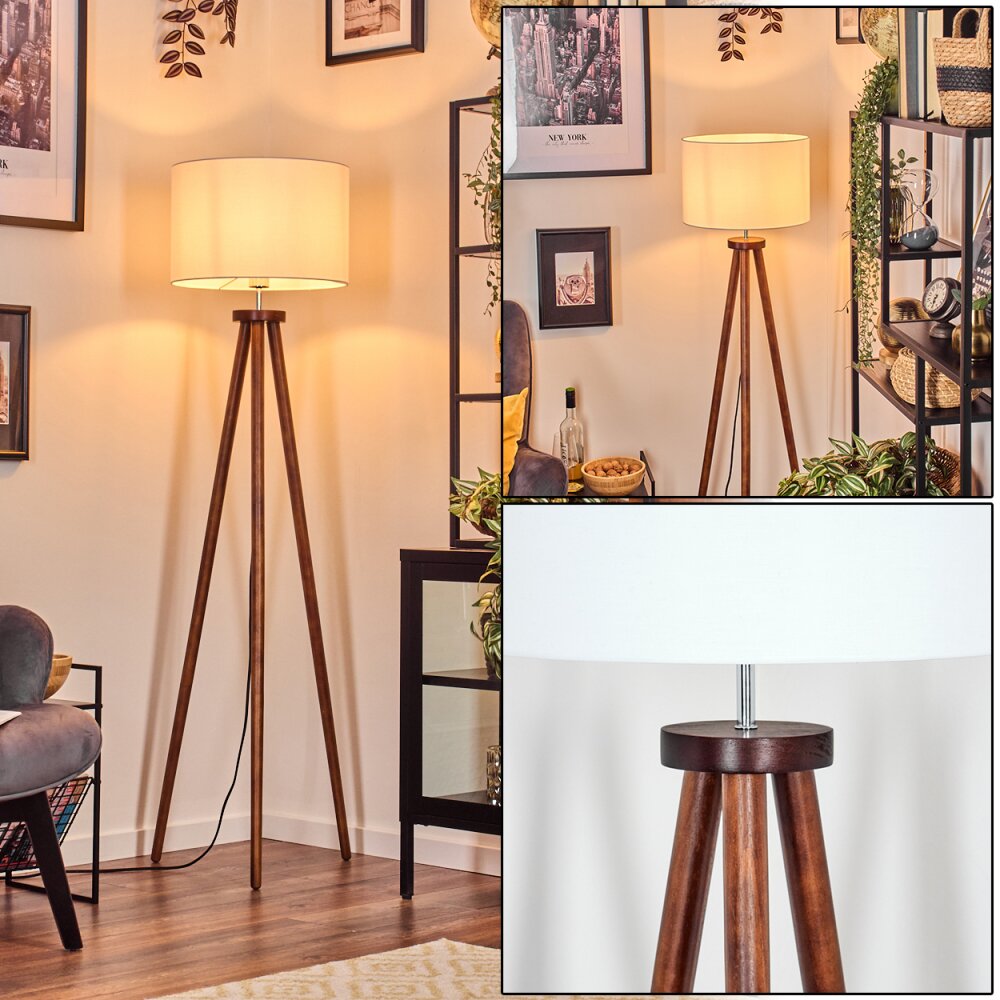 Soungou Stehleuchte 38 cm Chrom, Holz dunkel, 1-flammig main product photo