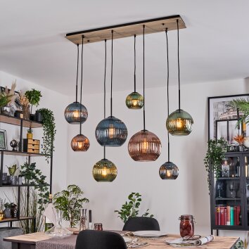 Koyoto Hängeleuchte Glas 15 cm, 20 cm, 25 cm Naturfarben, Schwarz, 8-flammig