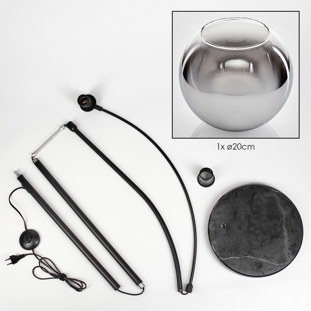 Koyoto Stehleuchte Glas 20 cm Schwarz, 1-flammig