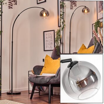 Koyoto Bogenlampe Glas 20 cm Schwarz, 1-flammig