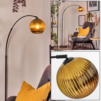 Koyoto Bogenstehlampe Glas 20 cm Schwarz, 1-flammig