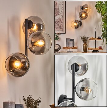 Koyoto Wandleuchte Glas 15 cm Klar, Rauchfarben, 3-flammig