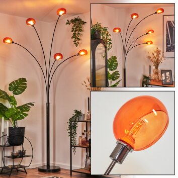 Nikkala Stehleuchte Chrom, Schwarz, 5-flammig