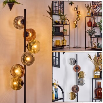 Ripoll Stehleuchte Glas 15 cm Gold, Klar, Kupferfarben, Rauchfarben, 6-flammig