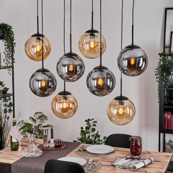 Gastor Hängeleuchte Glas 25 cm Bernsteinfarben, Rauchfarben, 8-flammig