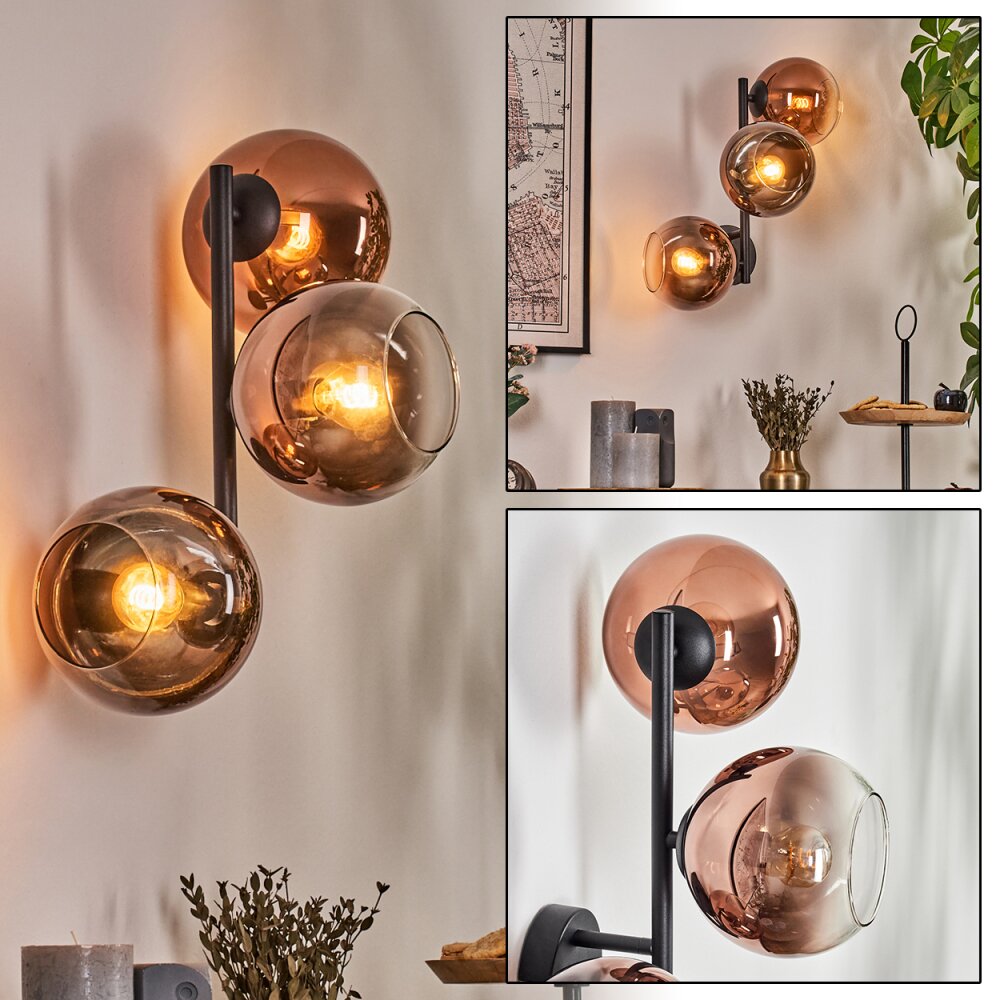 Koyoto Wandleuchte Glas 15 cm Klar, Kupferfarben, 3-flammig main product photo