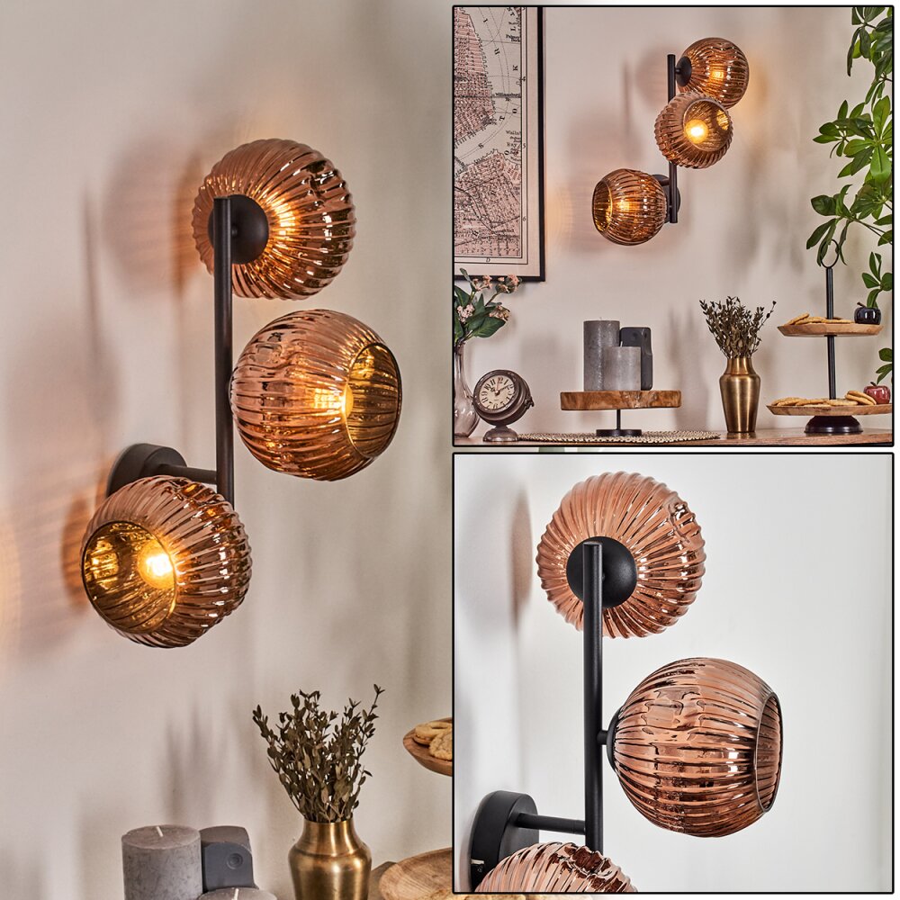 Ripoll Wandleuchte Glas 15 cm Kupferfarben, 3-flammig main product photo