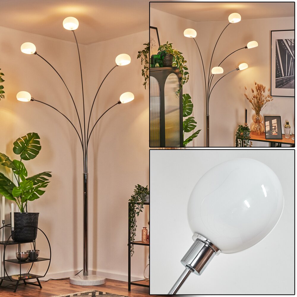 Nikkala Stehleuchte Chrom, Weiß, 5-flammig main product photo