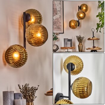 Koyoto Wandleuchte Glas 15 cm Gold, 3-flammig
