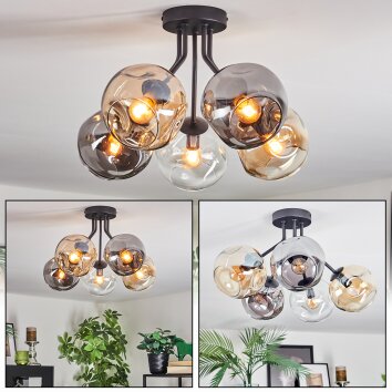 Ripoll Deckenleuchte Glas 15 cm Bernsteinfarben, Klar, Rauchfarben, 5-flammig