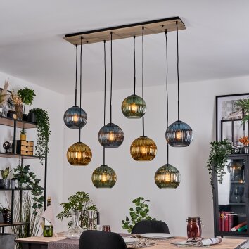 Koyoto Hängeleuchte Glas 20 cm Naturfarben, Schwarz, 8-flammig