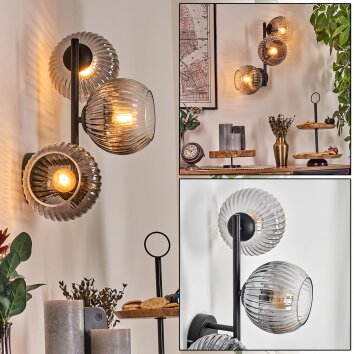 Koyoto Wandleuchte Glas 15 cm Klar, Rauchfarben, 3-flammig