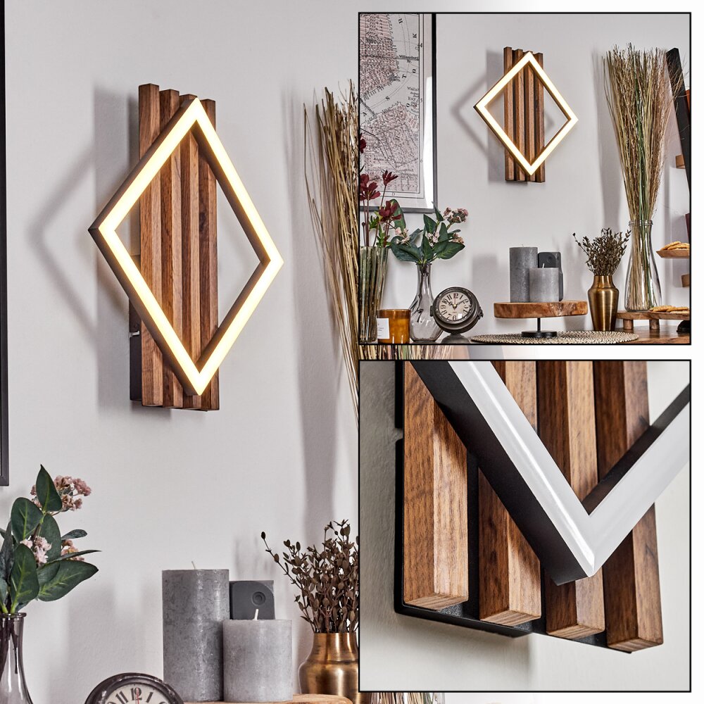 Ellekilde Wandleuchte LED Braun, Holzoptik, Schwarz, 1-flammig main product photo